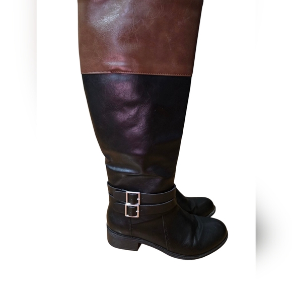 Arizona Women's Faux Leather Riding Boots Black Brown Size 7.5 - Picture 2 of 9